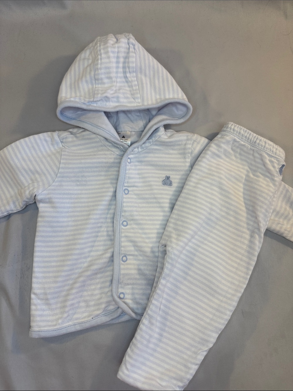 GAP Light Blue reversible Striped Baby Bottoms - 6-12 Months
